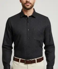 Midnight Monochrome: Men's Printed Black Casual Full Sleeve Classic Shirt