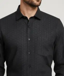 Alternative view of Midnight Monochrome: Men's Printed Black Casual Full Sleeve Classic Shirt
