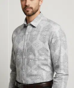 Alternative view of Timeless Sophistication: Men's White Printed Classic Full Sleeve Casual Shirt