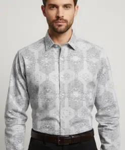 Timeless Sophistication: Men's White Printed Classic Full Sleeve Casual Shirt