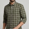 Verdant Charm: Men's Green Full Sleeve Classic Shirt with Checks - Image 2
