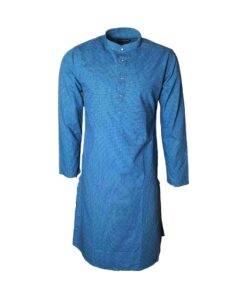 Fab Signatures Egyptian 100% Cotton Long Kurta Blue Dobby Weave for Men