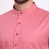 Rose Radiance: Pure Cotton Premium Pink Long Kurta for Men - Image 3