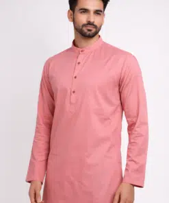 Alternative view of Rose Radiance: Pure Cotton Premium Pink Long Kurta for Men