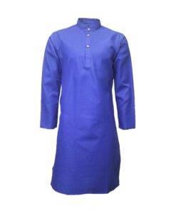 Fab Signatures Mens Blue Solid Cotton Blend Kurta