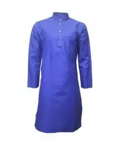 Fab signatures mens blue solid cotton blend kurta