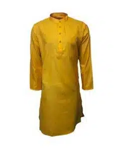 Fab signatures golden yellow solid cotton blend kurtas for men