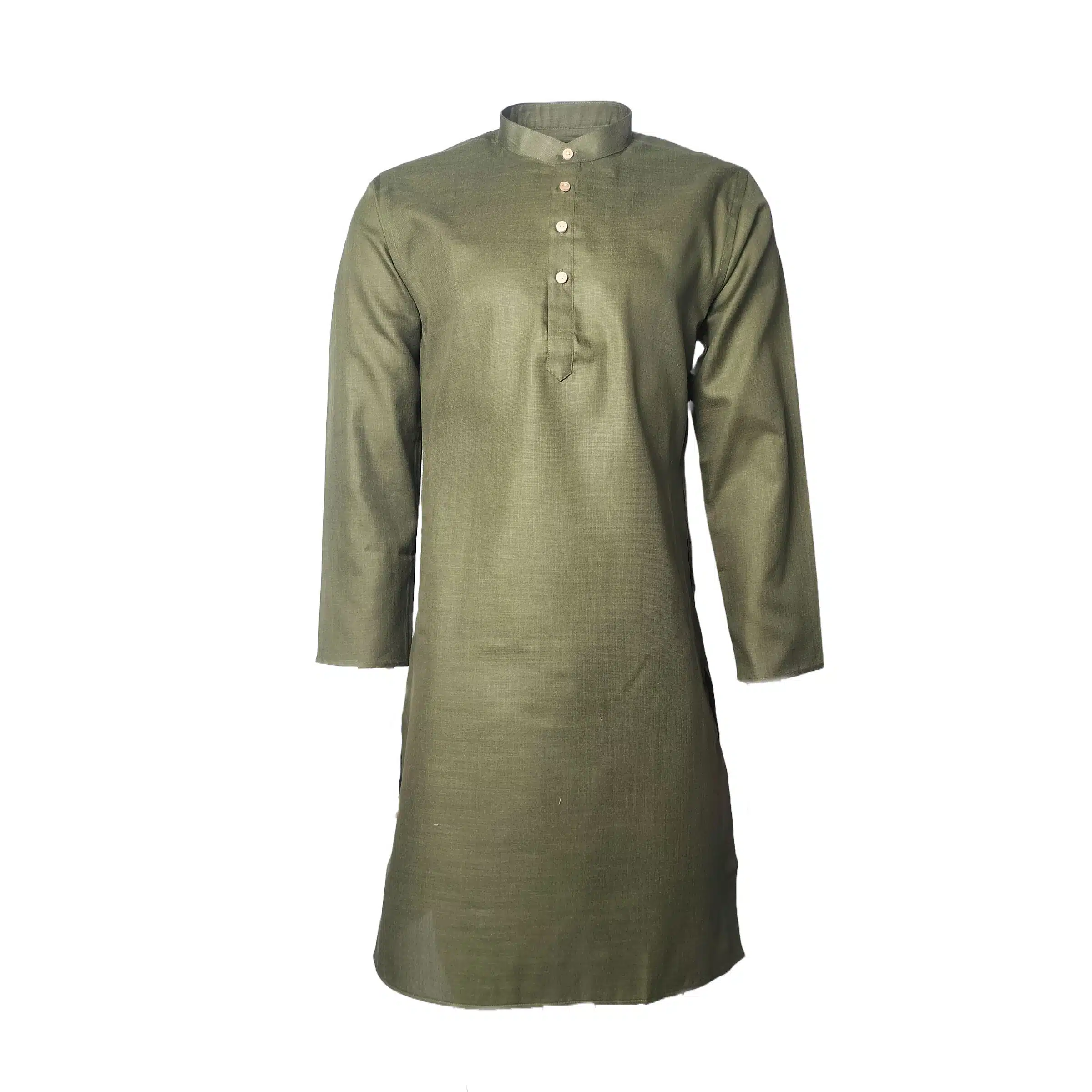 Fab signatures men's mehendi green solid cotton blend kurta