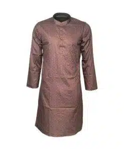 Fab signatures printed cotton brown long kurta for men