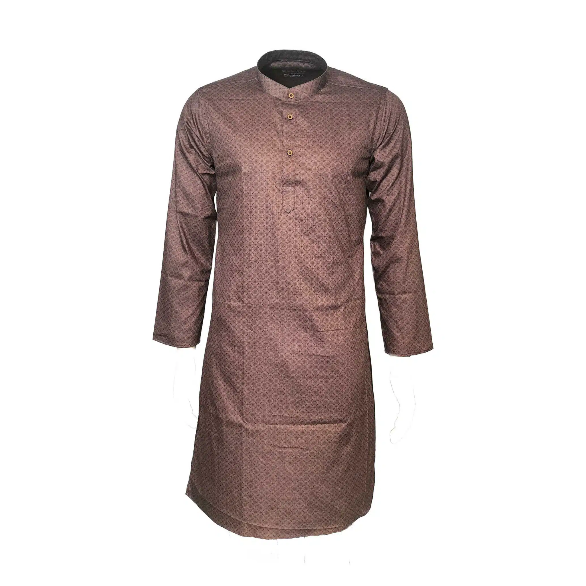 Fab signatures printed cotton brown long kurta for men