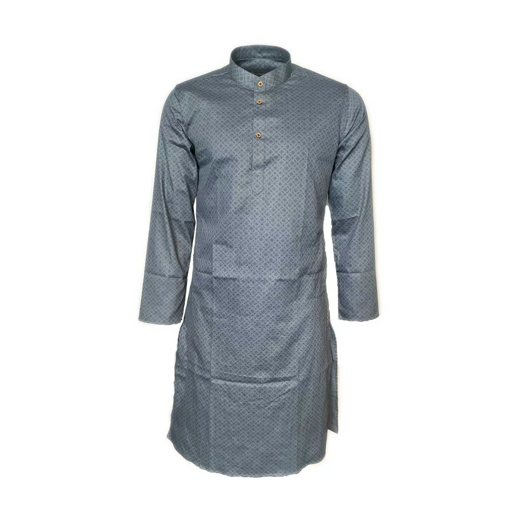 Fab signatures printed cotton blue long kurta for men