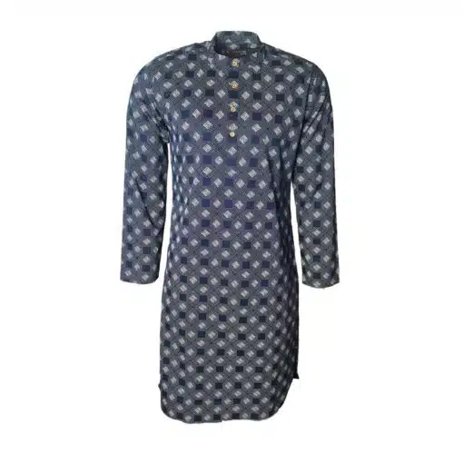 Fab signatures blue printed cotton long kurta for men