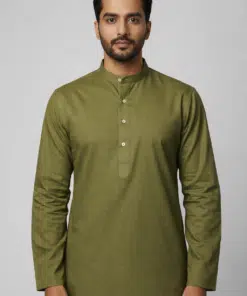 MEN'S MEHENDI GREEN SOLID COTTON BLEND KURTA