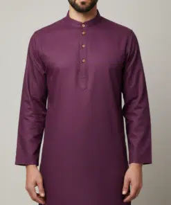 Regal Violet: Men's Purple Cotton Blend Solid Straight Knee Length Kurta