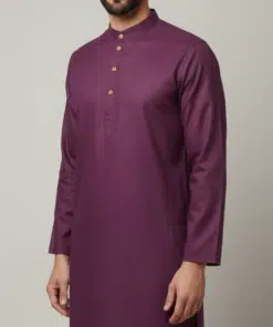 Alternative view of Regal Violet: Men's Purple Cotton Blend Solid Straight Knee Length Kurta